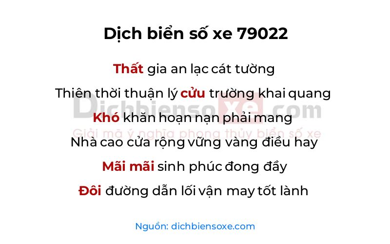 Dịch thơ biển số 79022