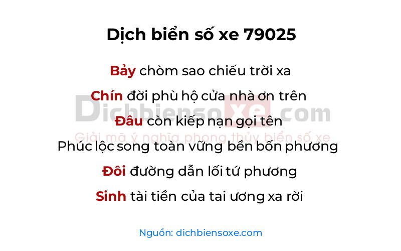 Dịch thơ biển số 79025