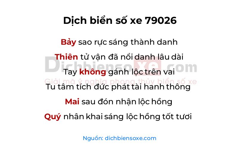 Dịch thơ biển số 79026
