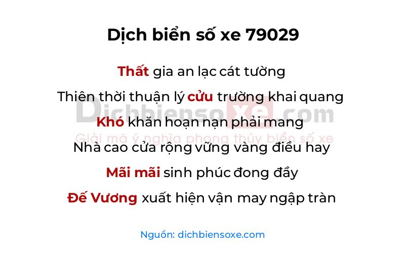 Dịch thơ biển số 79029