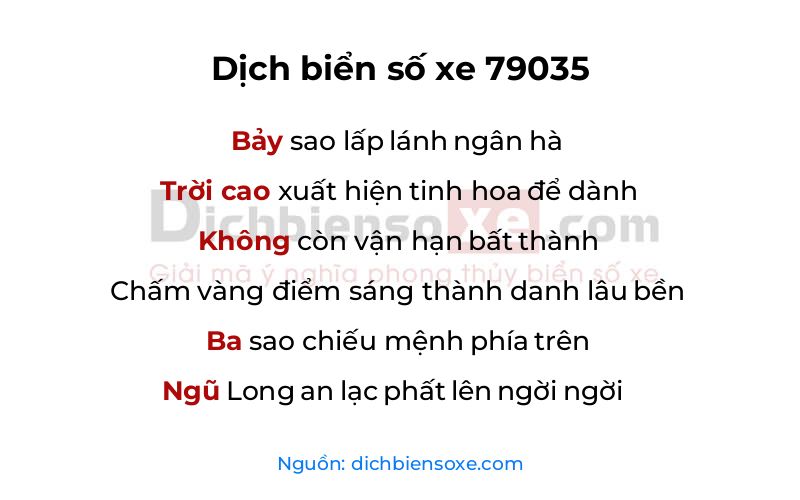 Dịch thơ biển số 79035