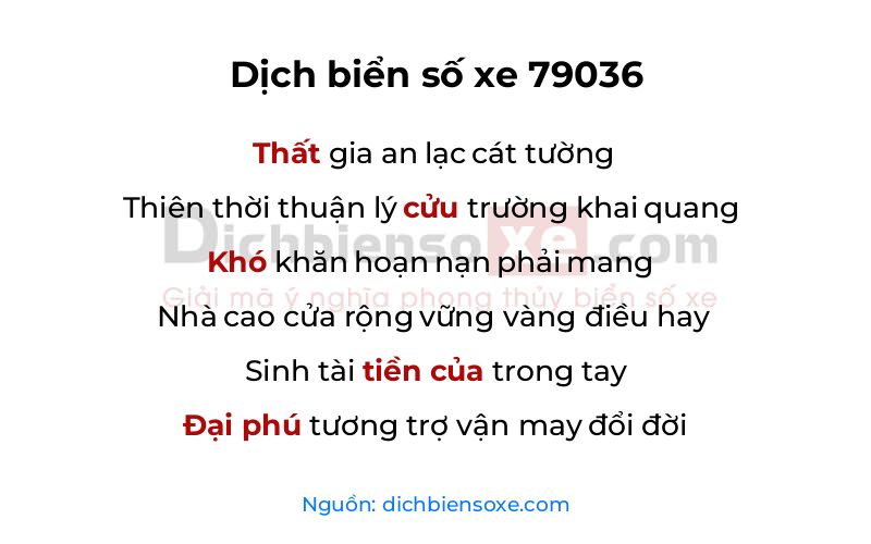 Dịch thơ biển số 79036