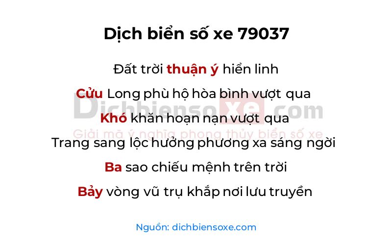 Dịch thơ biển số 79037