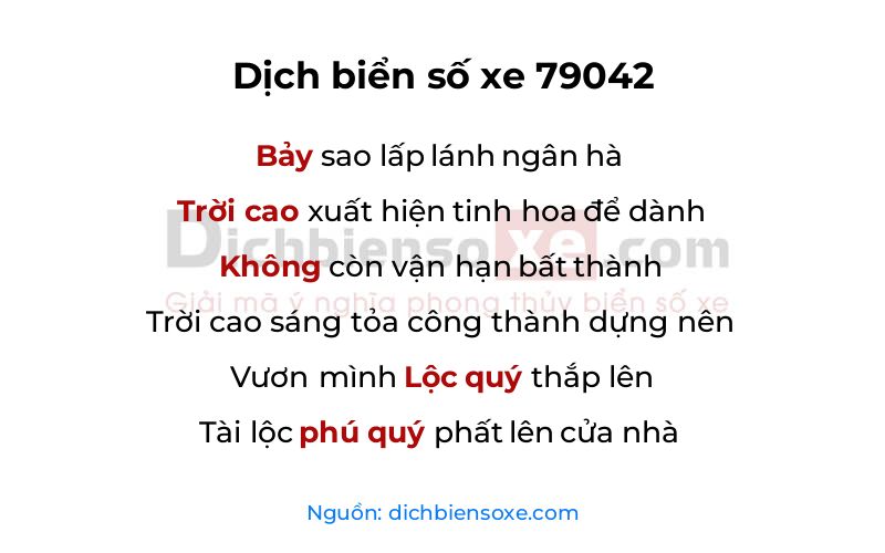 Dịch thơ biển số 79042