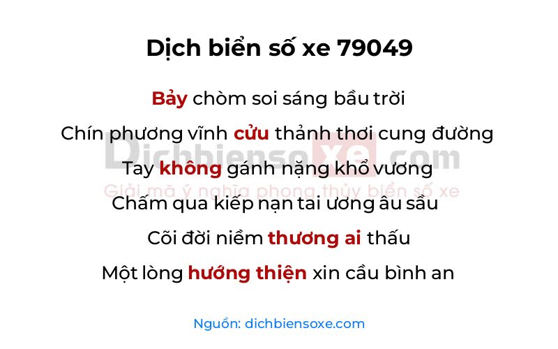 Dịch thơ biển số 79049