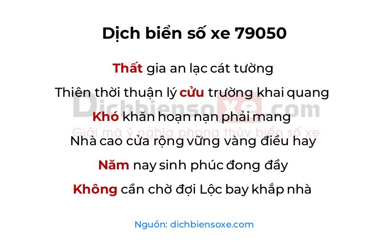 Dịch thơ biển số 79050