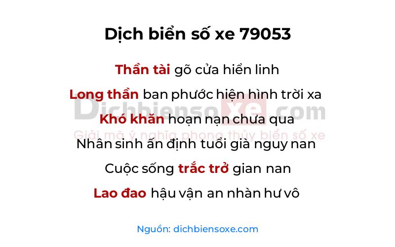 Dịch thơ biển số 79053