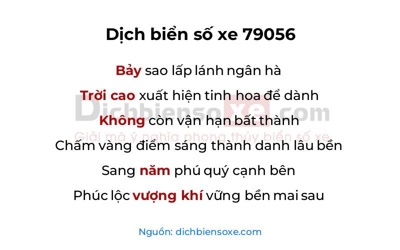 Dịch thơ biển số 79056