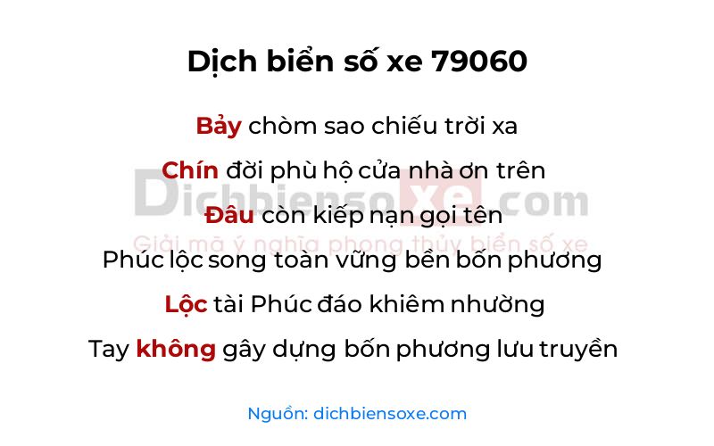 Dịch thơ biển số 79060