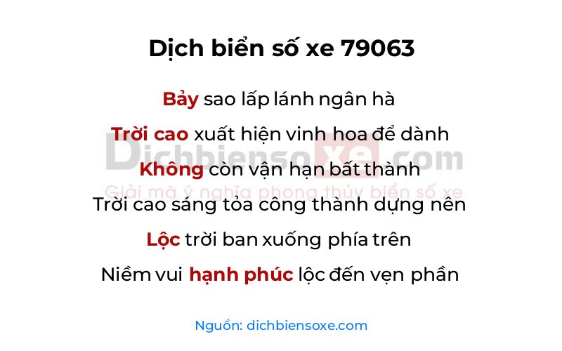 Dịch thơ biển số 79063