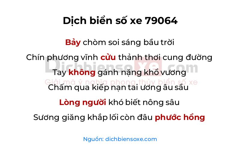 Dịch thơ biển số 79064