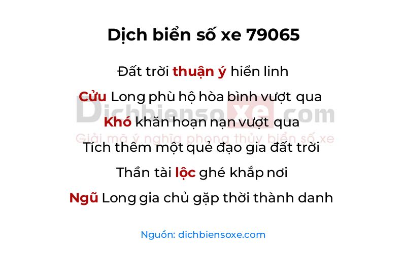 Dịch thơ biển số 79065