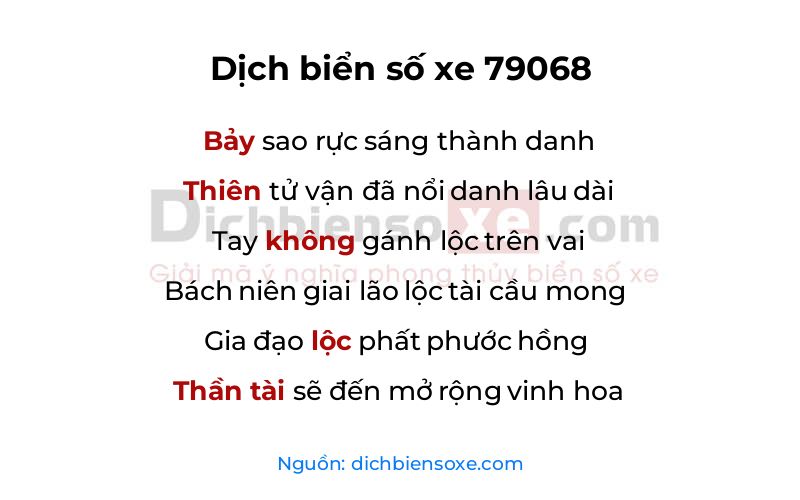 Dịch thơ biển số 79068