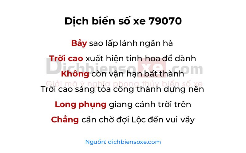 Dịch thơ biển số 79070