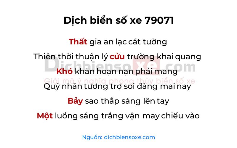 Dịch thơ biển số 79071