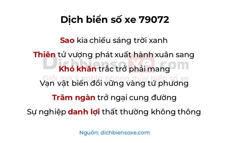 Dịch thơ biển số 79072