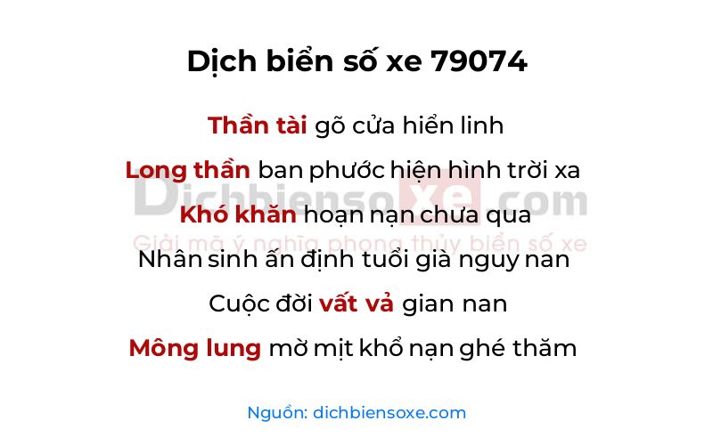 Dịch thơ biển số 79074