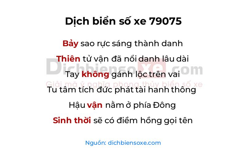 Dịch thơ biển số 79075