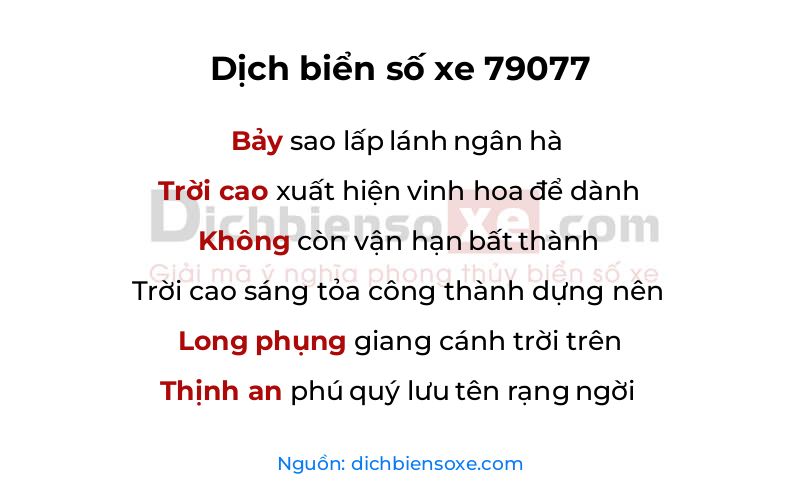 Dịch thơ biển số 79077