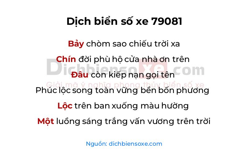 Dịch thơ biển số 79081