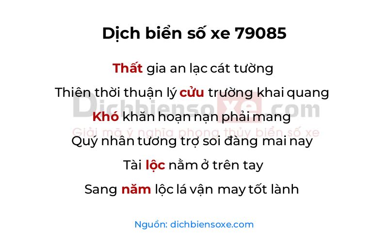 Dịch thơ biển số 79085
