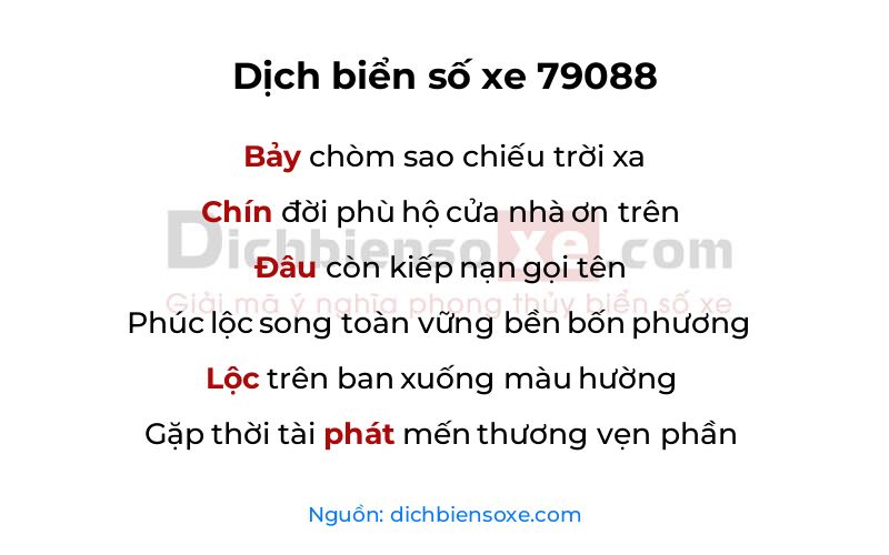 Dịch thơ biển số 79088