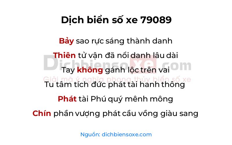 Dịch thơ biển số 79089
