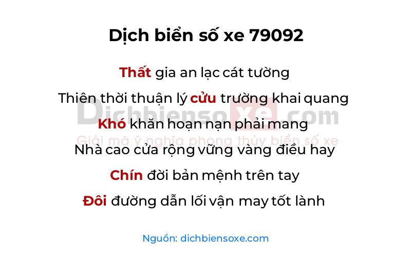 Dịch thơ biển số 79092