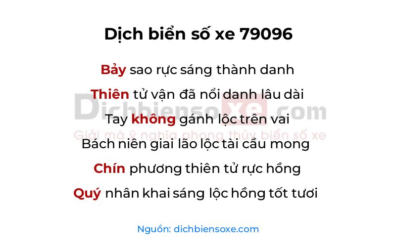 Dịch thơ biển số 79096
