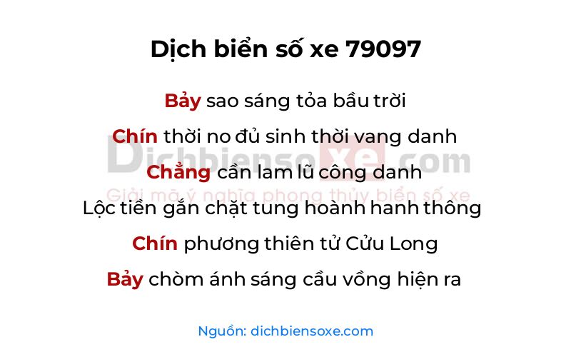 Dịch thơ biển số 79097