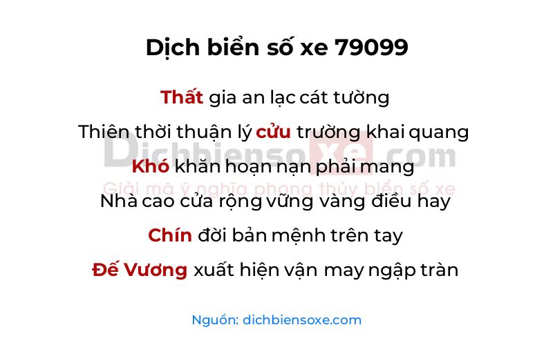 Dịch thơ biển số 79099