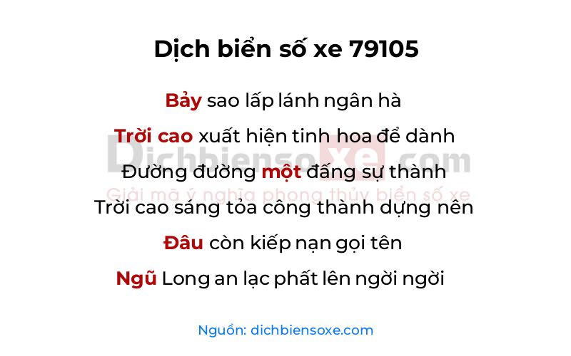 Dịch thơ biển số 79105
