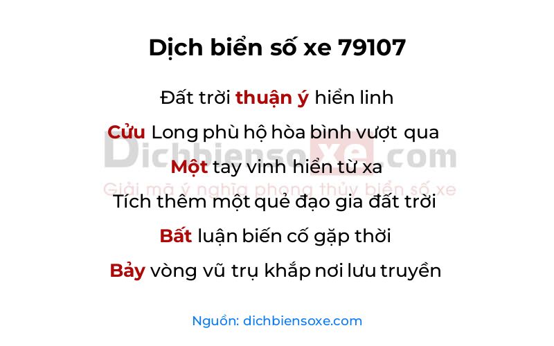 Dịch thơ biển số 79107