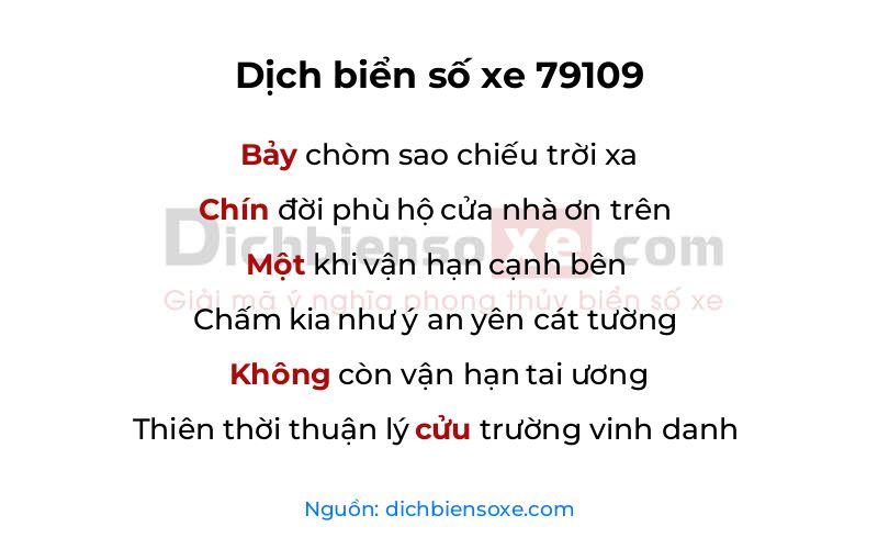 Dịch thơ biển số 79109