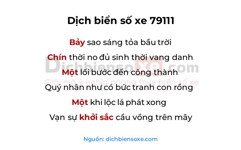 Dịch thơ biển số 79111