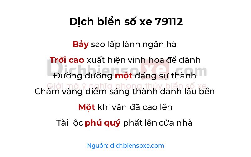 Dịch thơ biển số 79112