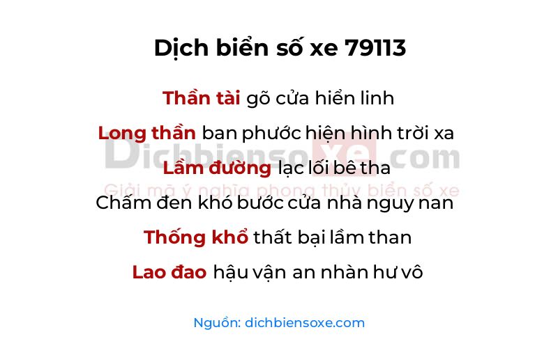 Dịch thơ biển số 79113