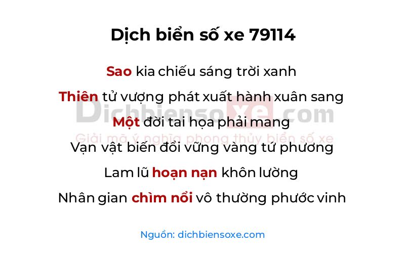 Dịch thơ biển số 79114
