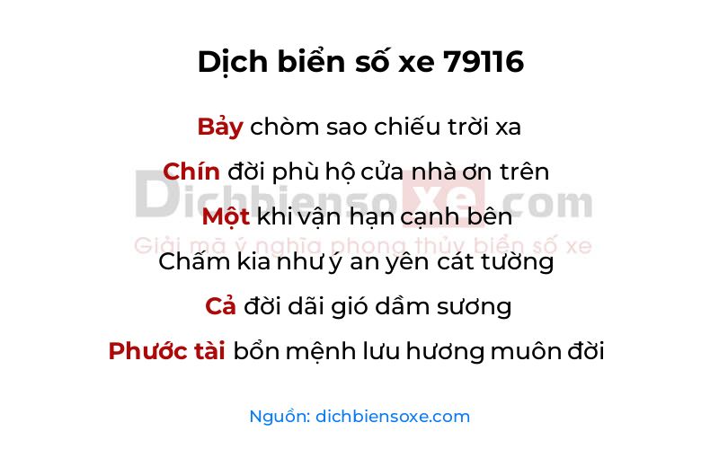 Dịch thơ biển số 79116