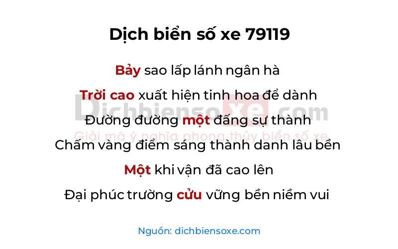 Dịch thơ biển số 79119