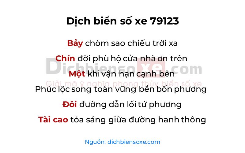 Dịch thơ biển số 79123