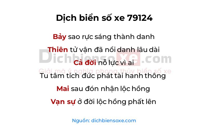 Dịch thơ biển số 79124