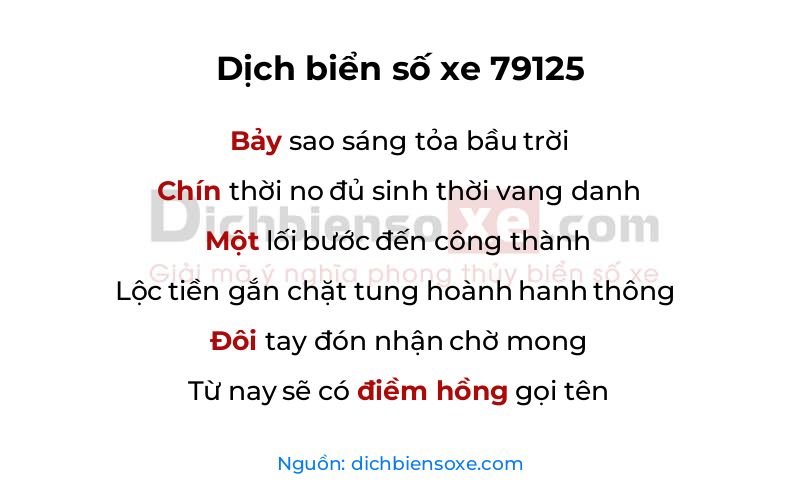 Dịch thơ biển số 79125