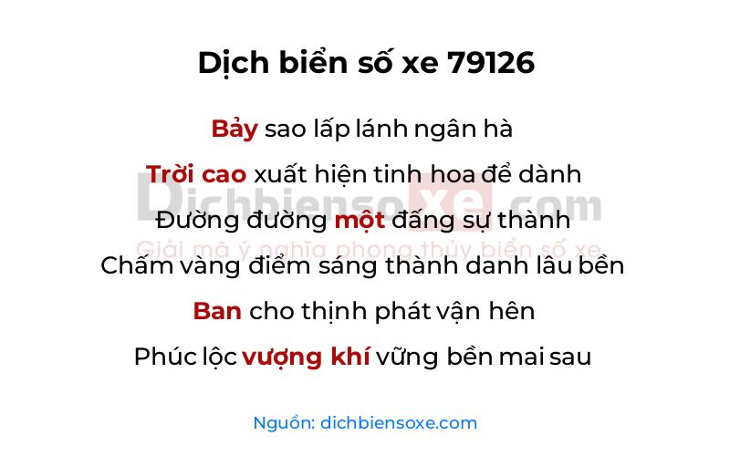 Dịch thơ biển số 79126