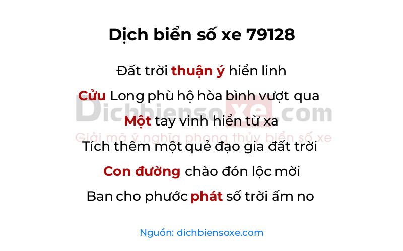 Dịch thơ biển số 79128