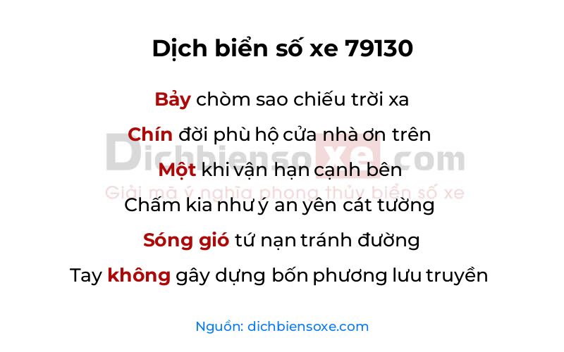 Dịch thơ biển số 79130