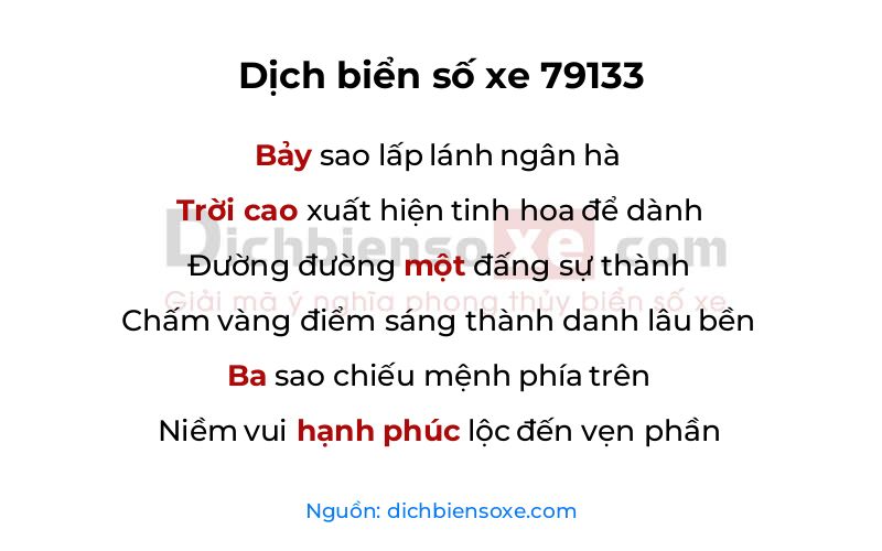Dịch thơ biển số 79133
