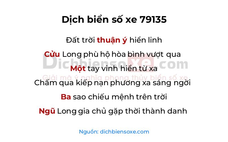 Dịch thơ biển số 79135