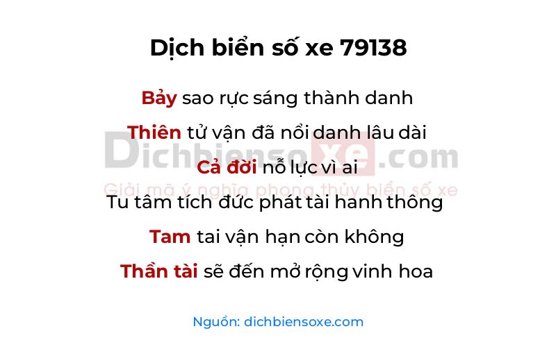 Dịch thơ biển số 79138