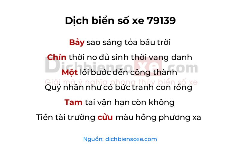 Dịch thơ biển số 79139